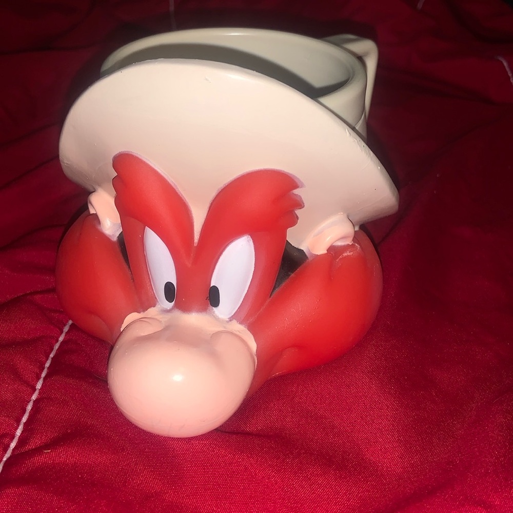 Vintage 1995 Yosemite Sam Looney Tunes Warner Bros. 3D Character Plastic Mug Cup